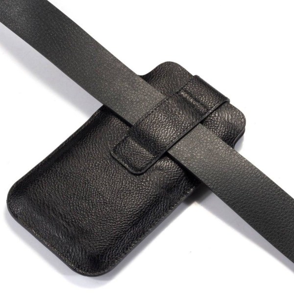 Universal litchi texture leather waist bag - Black Size: L Black