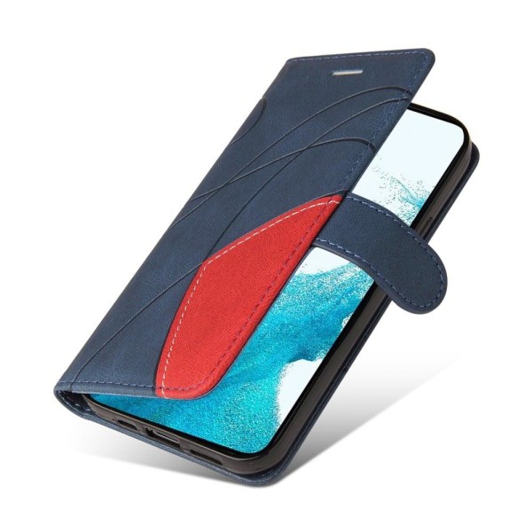 Texturerat läder Samsung Galaxy A54 fodral med handledsband - Bl Blå