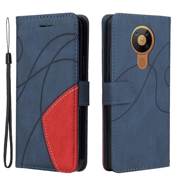 Tekstureret Læder Etui med Strop TilNokia 5.3 - Blå Blue