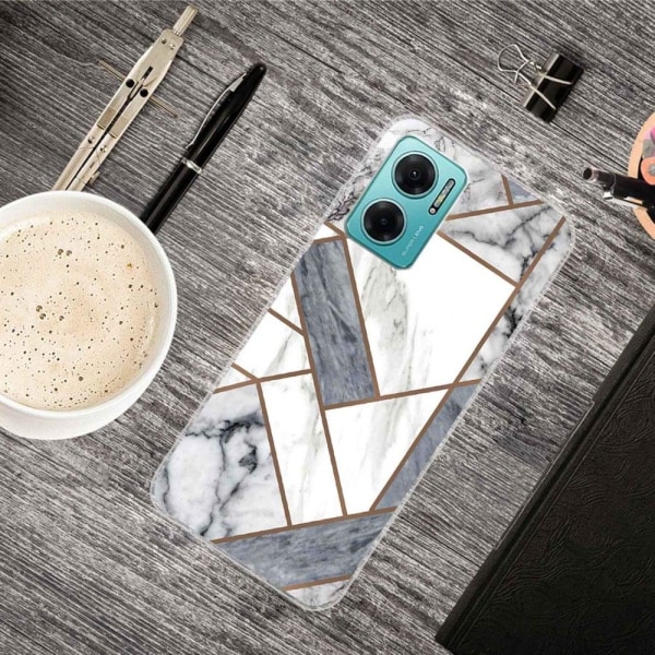 Marble design Xiaomi Redmi Note 11E cover - Grå / Hvid Marmorfli Multicolor