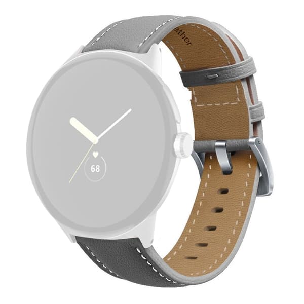 Google Pixel Watch urrem i ægte læder - Grå Silver grey