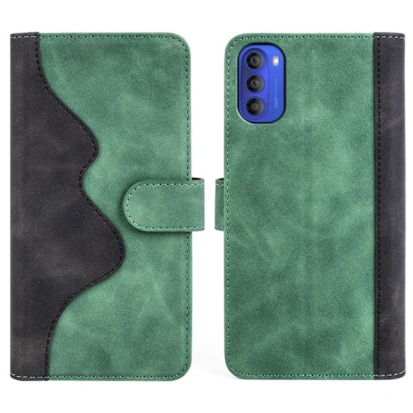 Tvåfärgat Motorola Moto G31 fodral i läder - Grön Grön