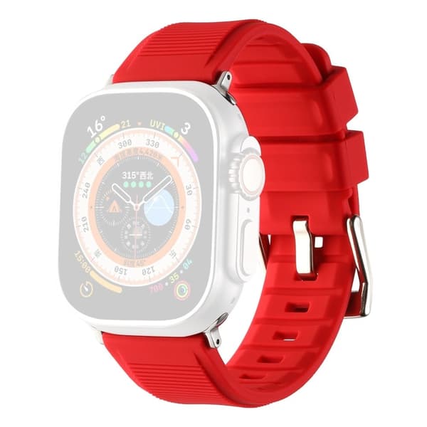 Apple Watch Series 8 (41mm) silikonerem med stribet overflade - Rød Red