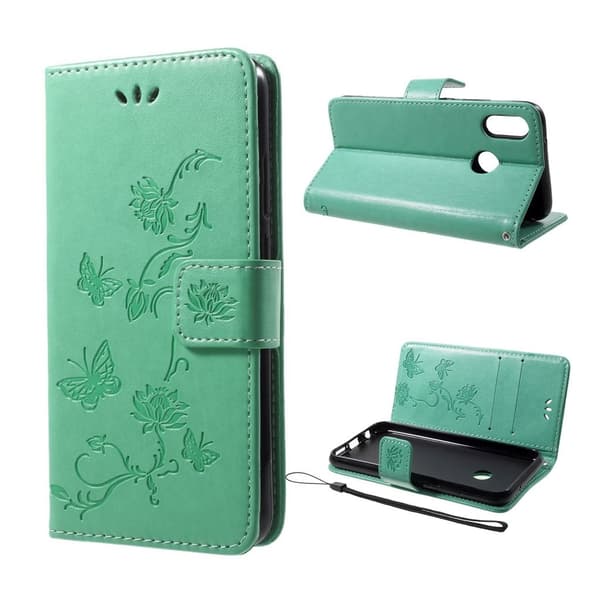 Huawei P20 Lite Skinnetui Med Sommerfugltrykk - Grønn Green