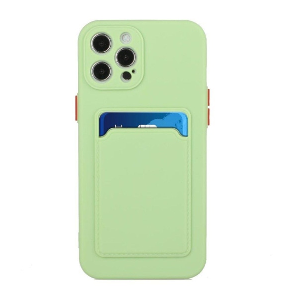 Card Holder Suojakuori For iPhone 12 Pro Max - Vaaleanvihreä Green