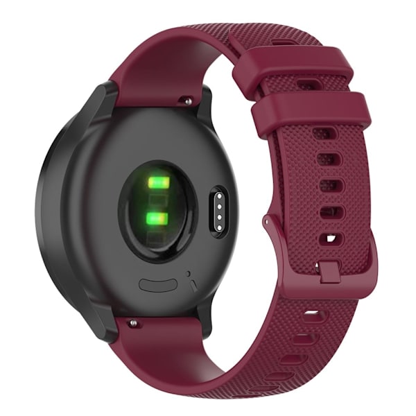 20 mm klockarmband i silikon med rutmönsterstruktur för Garmin Watch - Vinröd Röd