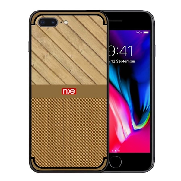 NXE iPhone 7 Plus / 8 Plus TPU etui med træ- og jeansstruktur - Brun Brown
