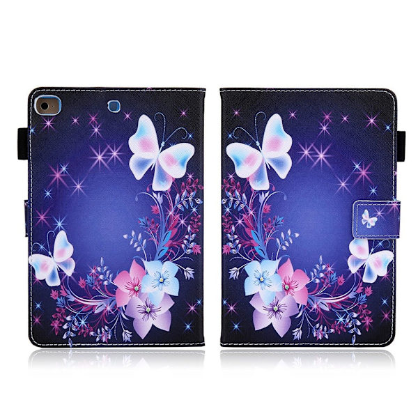 Cool  læder flip etui til iPad Mini (2019) - blomster / sommerfugl Blue