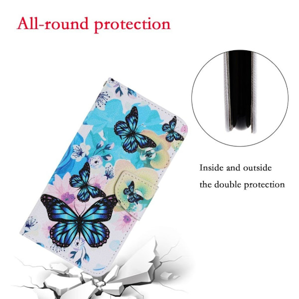 Wonderland Xiaomi Redmi 9C Flip etui - Blå sommerfugl Multicolor