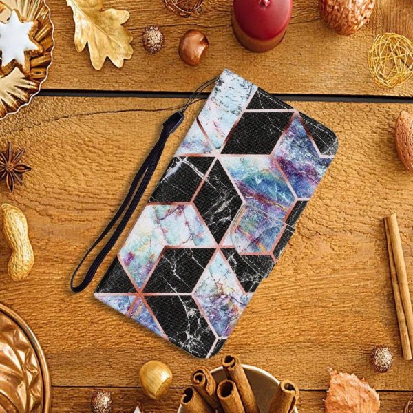 Wonderland Samsung Galaxy S22 Plus Läppäkotelo - Musta Marble Pattern Black