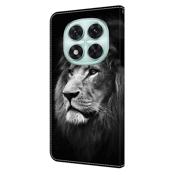Xiaomi Redmi Note 14 Pro+ 5G plånboksfodral mönster tryck stativ läder flip telefonskal - Lejon Silvergrå