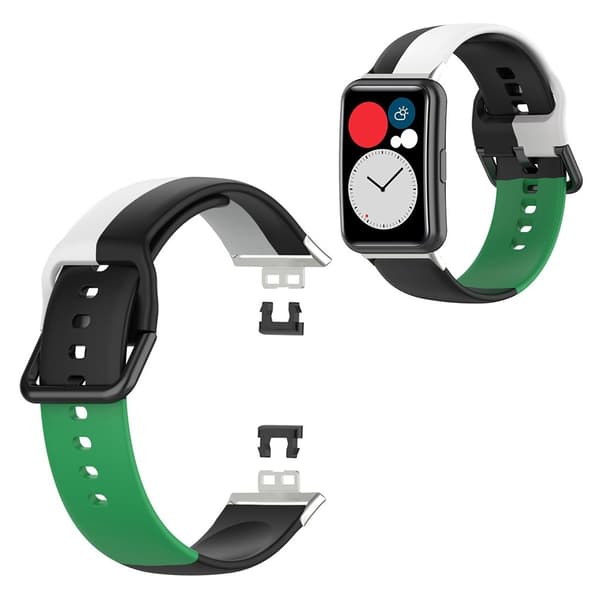 Huawei Watch Fit trefarvet silikoneurrem - Sort / Hvid / Grøn Multicolor