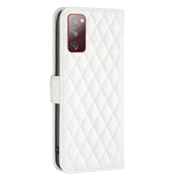 Rhombus Mønster Matte Flip Case til Samsung Galaxy S20 Fe 2022 / S20 Fe 5g / S20 Fe - Hvid White