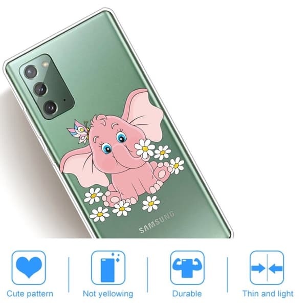 Deco Samsung Galaxy Note 20 Etui - Elefant Pink