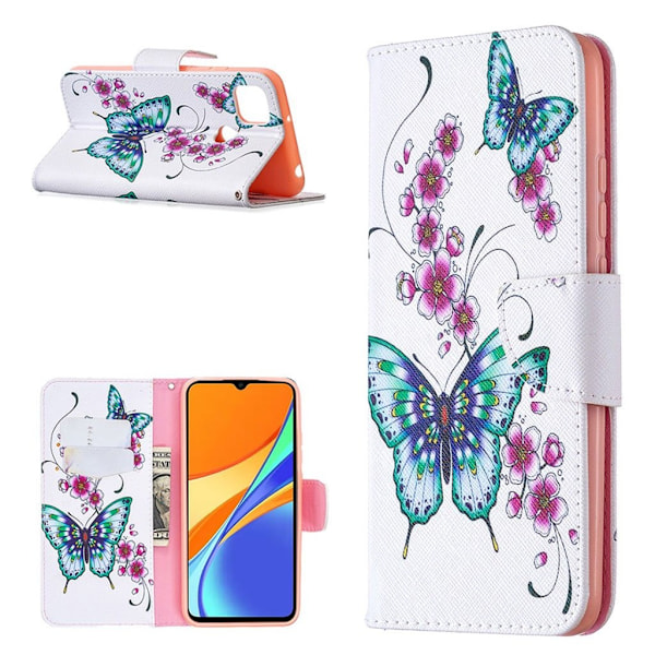 Wonderland Xiaomi Redmi 9C Flip etui - Smuk sommerfugl Multicolor