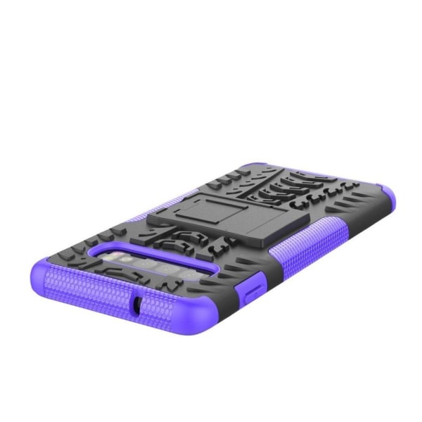 Samsung Galaxy S10 Plus dæk mønster kickstand hybrid etui - Lilla Purple