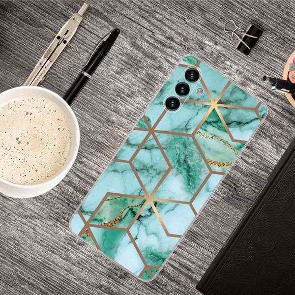 Marble Samsung Galaxy A13 5G Suojakotelo - Emerald Cube Pattern Green