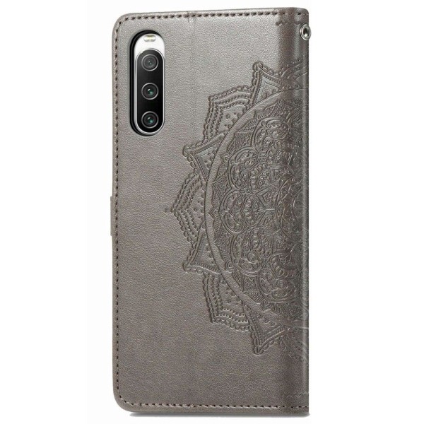 Mandala läder Sony Xperia 10 IV fodral - Silver/Grå Silvergrå