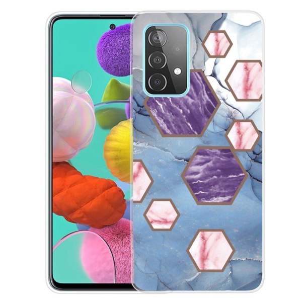 Marble Samsung Galaxy A53 5G Etui - Sekskant Fragmenter i Blå Multicolor