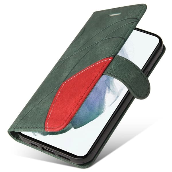 Tekstureret Samsung Galaxy S22 læderetui med rem - Grøn Green