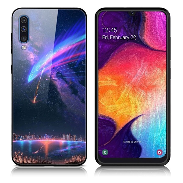 Fantasy Samsung Galaxy A50 deksel - Lilla Aurora Multicolor