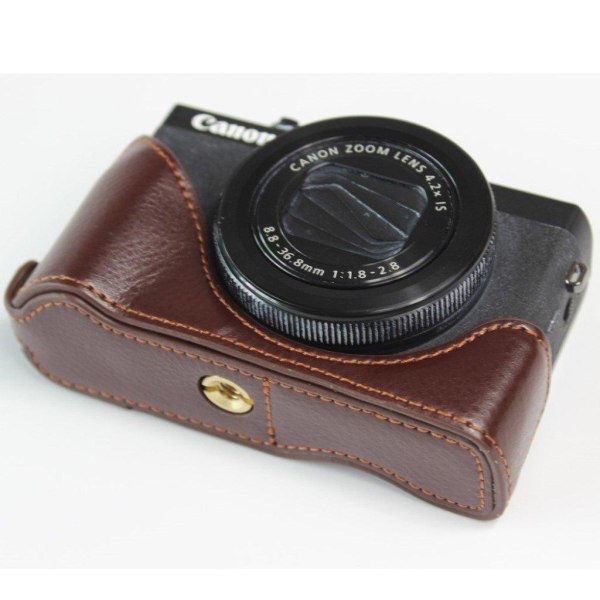 Canon PowerShot G7 X Mark II holdbart læder etui - Kaffe Brown