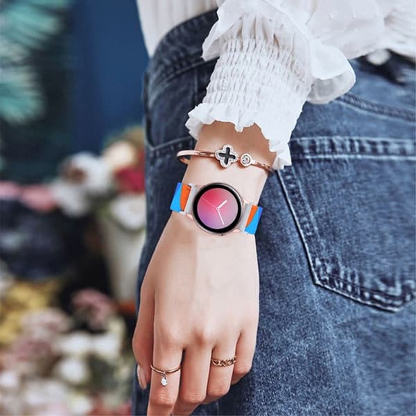 Elastiskt klockarmband med unik design för Samsung Galaxy Watch - Blå / Orange / Orange multifärg