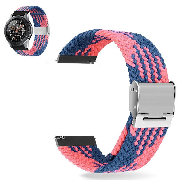 20 mm universal elastisk nylonklokkerem - Blå / Rosa Pink