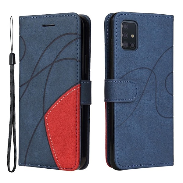 Tekstureret Læder Etui med Strop Til Samsung Galaxy A51 - Blå Blue
