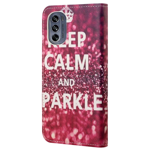 Wonderland Motorola Moto G62 5g Flip Etui - Keep Calm og Sparkle Red