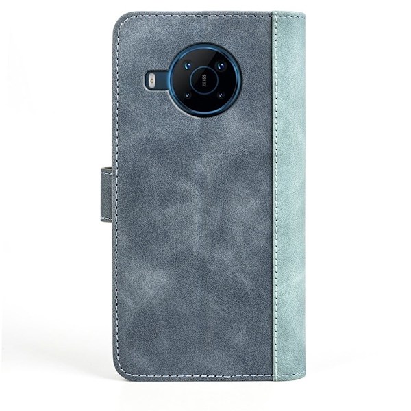 To Farvet Læder Flip Case til Nokia X100 - Blå Blue