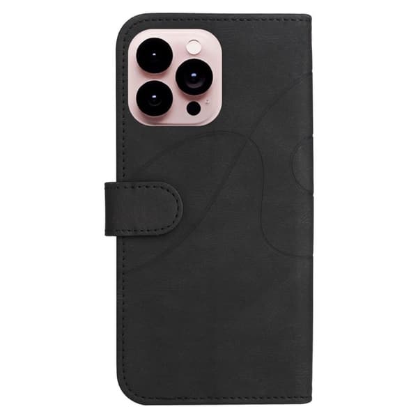 Tekstureret iPhone 14 Pro Max læderetui med rem - Sort Black