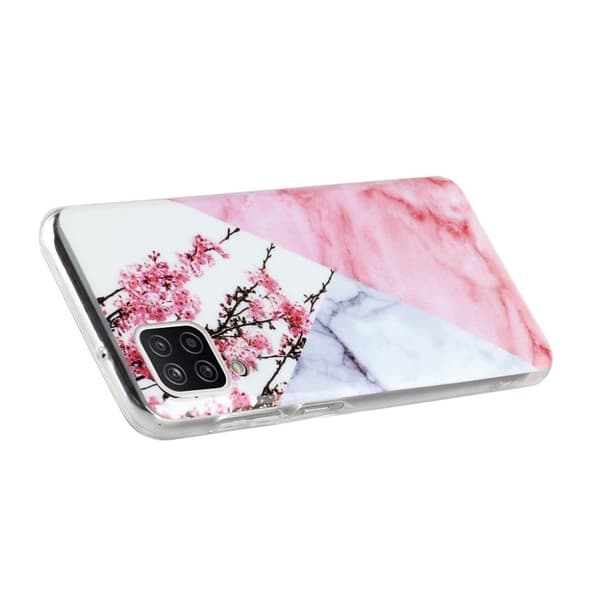 Marmormotiv Samsung Galaxy A12 5G skal - Blommig Marmor Rosa