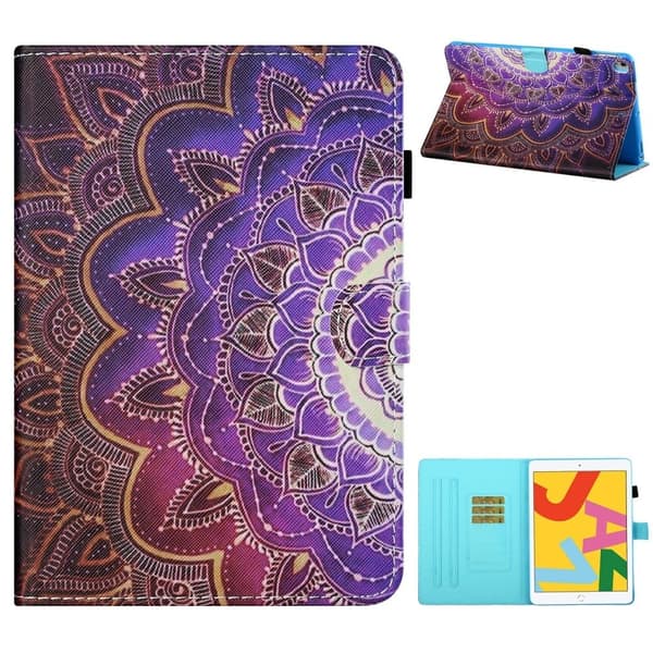 iPad 10.2 (2021) / (2020) / Air (2019) vackert mönstrat flipfodral i läder - Mandala multifärg