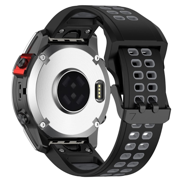 Garmin Enduro 2 / Tactix 7 / Fenix 7 tofarvet silikone urrem - Sort / Grå Black