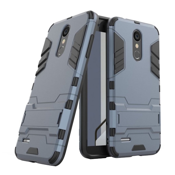 LG K8 (2018) mobilskal plast silikon utfällbart ben - Mörkgrå Blå