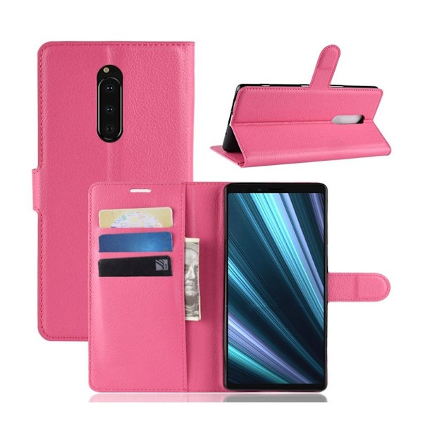 Sony Xperia XZ4 litchi skin læder flip etui - Rosa Pink