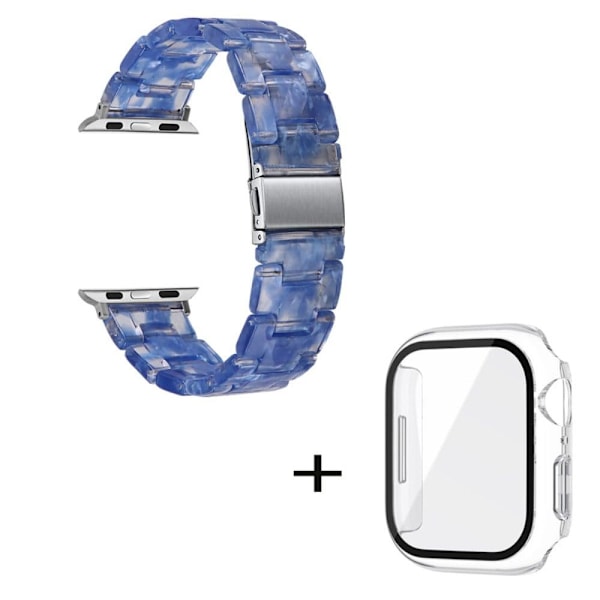 Apple Watch SE 2022 (44mm) 3 helmen hartsityylinen kelloranneke kirkkaalla suojuksella - Läpinäkyvä Tummansininen Blue