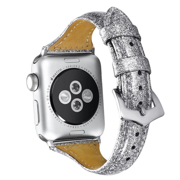 Apple Watch Series 5 40mm ægte læder Urrem - Sølv Silver grey