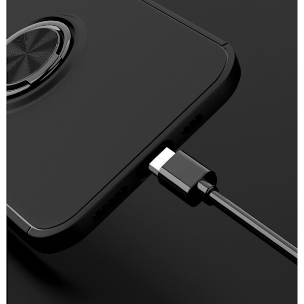 Fingerring Kickstand Fleksibelt etui til iPhone 12 Pro/12 (indbygget metalplade) - Sort Black