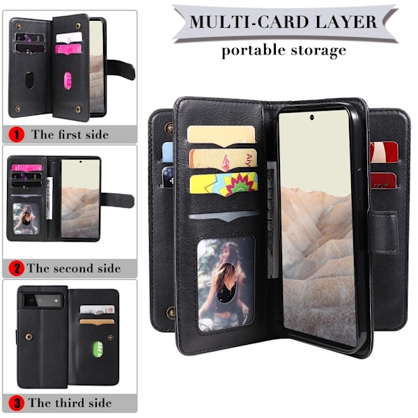 10-slot Lompakko Suojakotelo For Google Pixel 6 - Violetti Purple