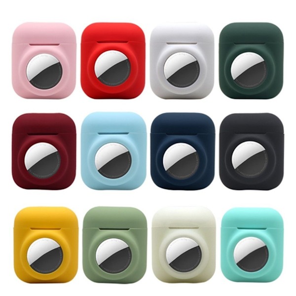 2-i-1 silikoneetui til AirPods / AirTag - Gul Yellow