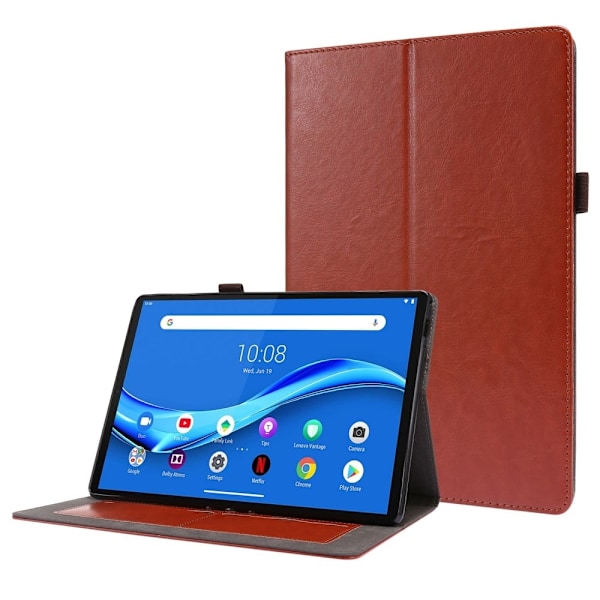 Foldbart etui med Lichi-tekstur til Lenovo Tab M10 - Brun Brown