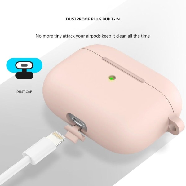 AirPods silikoneetui med karabinhage - Silt Pink Pink