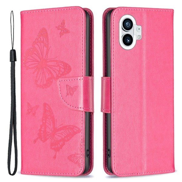 Butterfly läder Nothing Phone (1) fodral - Rosa Rosa