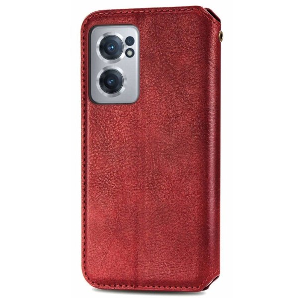 Nahkakotelo With A Stylish Rhombus Imprint For OnePlus Nord CE 2 5G - Punainen Red