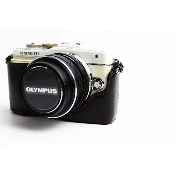 Olympus PEN E-PL9 Synteetti Nahkainen Puolisuojaava Kameran Laukku - Musta Black