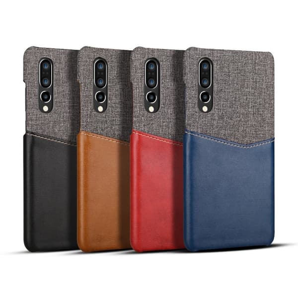 Huawei P30 tyg och splisning läderfodral - Röd Röd