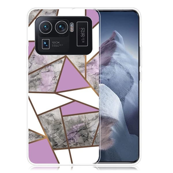 Marble Xiaomi Mi 11 Ultra Etui - Lilla / Hvid / Grey Marble Multicolor