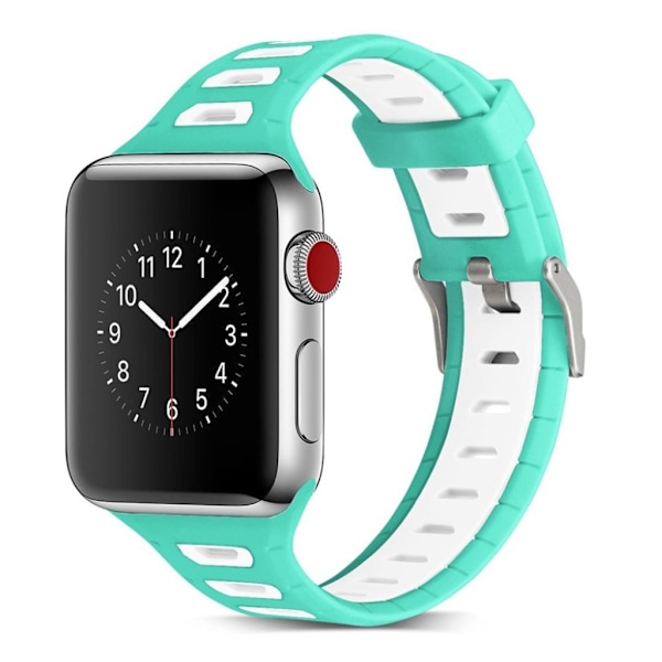 Apple Watch 38mm silikone urrem - Grøn/hvid Multicolor